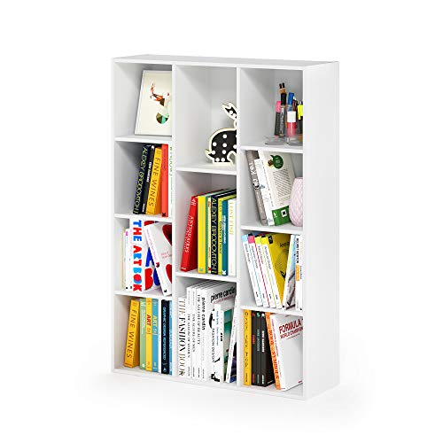 White 11-Cube Bookcase - Reversible Modern Shelf for Living Room & Office
