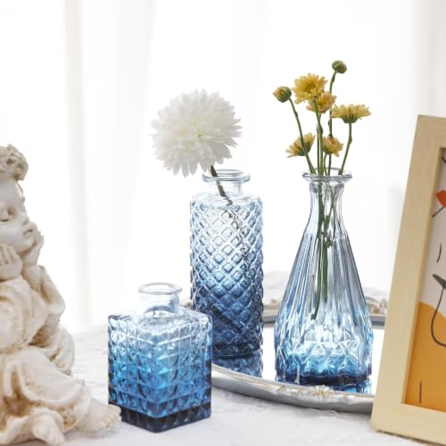 Fixwal Blue Bud Vases Set of 36 – Small Glass Flower Vases for Flowers & Decor