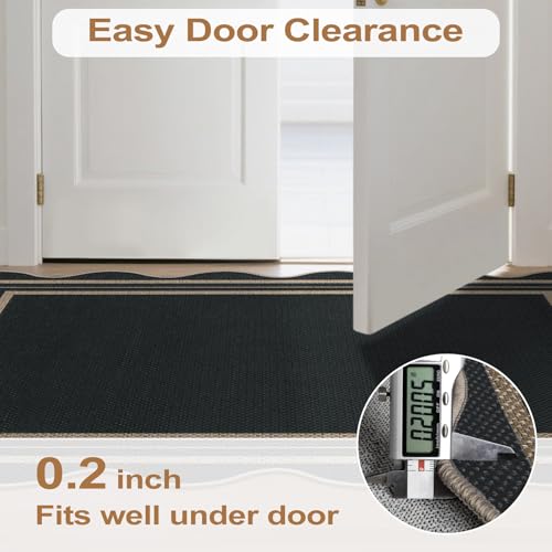 Black Geometric Front Door Mat 2.6x4 ft Washable Non Slip Farmhouse Rug