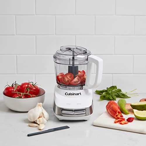 Mini Food Processor 4-Cup Chopper with Auto-Reversing Blade - White Stainless Steel