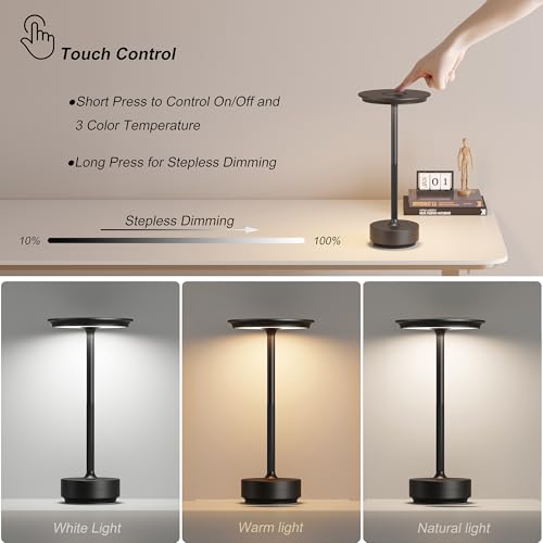 TBBGA 1 Pack Rechargeable Table Lamps Cordless, 5000mAh Outdoor Light