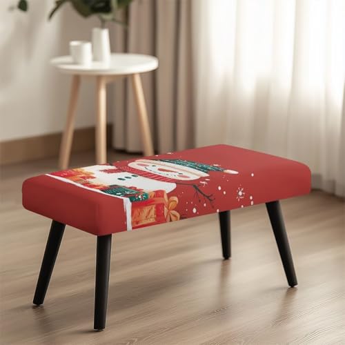 Cugasmaru Snowman Christmas Bench Cover Stretch Fit Waterproof Decor
