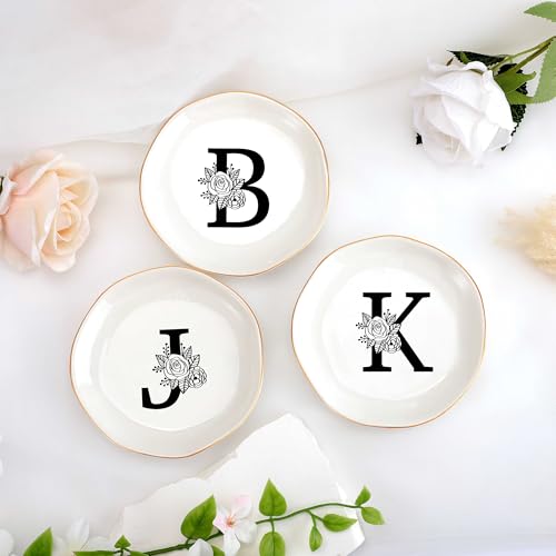 JoycuFF Initial G Ceramic Jewelry Tray 1-G — Bridesmaid Gifts, Trinket Dish for Rings, Earrings, Necklaces, Bracelets & Keys