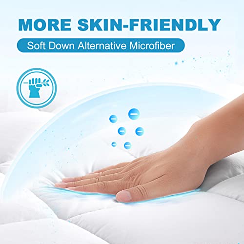 Oaskys Queen Mattress Pad Cover Cooling Deep Pocket Fitted Mattress Topper White