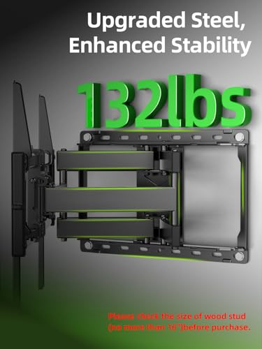 USX Mount Full Motion TV Wall Mount for 42-90 Inch TVs Up to 132lbs - Adjustable Swivel & Tilt