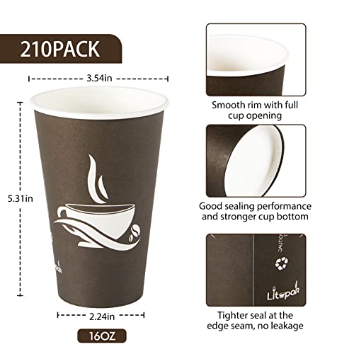 LITOPAK 210 Pack 16 oz Disposable Paper Coffee Cups - Hot & Cold Drinkware