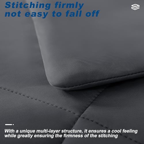 Bedsmile Queen Size Cooling Comforter Dark Gray 90x90 Inches - Breathable Ice Bed Blanket for Hot Sleepers