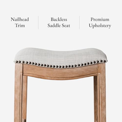 Weathered Oak Adrien Backless Counter Stool 26in - Maven Lane