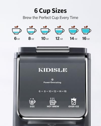Single Serve Coffee Maker with K-Cup & Ground Compatibility, Hot & Iced Brew, 6-16oz, Gray