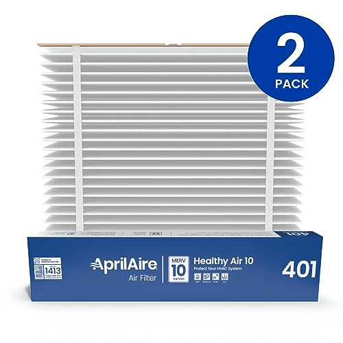 AprilAire 401 Replacement Air Filter - 16x25x6 Inch, Pack of 2, MERV 10, for 2400 & Space-Gard Purifiers - Variation of Air Filter / 16" x 25" x 6"