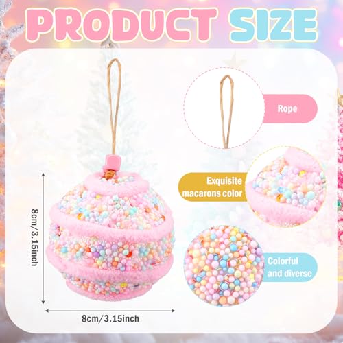 Janinka 8pcs Pastel Candy Christmas Tree Ornaments - Foam Macaron Balls