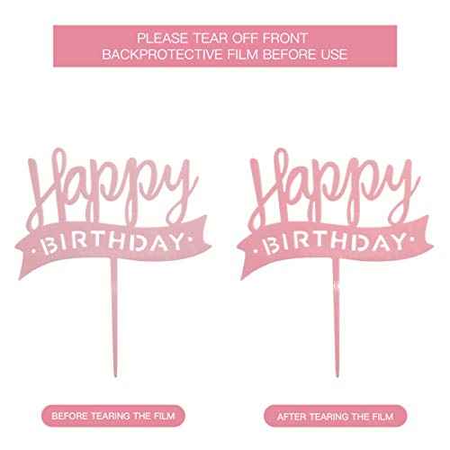 Pink Cupcake Topper with Paper Fans, Confetti Balloon, Christmas Birthday Cake Supplies (6 pieces)