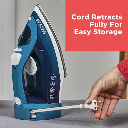 BLACK+DECKER Classic Steam Iron with Retractable Cord 12.72x5.63x6.30 inches
