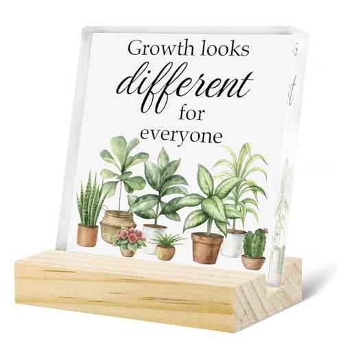 Motivational Acrylic Office Decor For Women Man Cute Plant Flower Desk Decor Sign Classroom Decorations Retirement Gift Green Desk Accessories For Farmhouse Home Bedroom