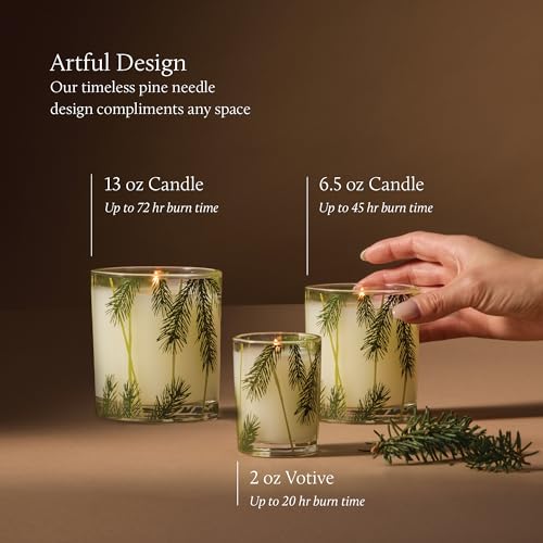 Thymes Frasier Fir Pine Needle Candle - Holiday Scented Candle in Glass Jar 6.5 oz