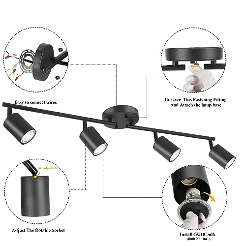 BoostArea 4-Light Black LED Track Lighting Kit, Rotatable Ceiling Spotlights