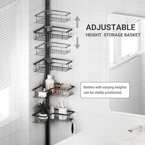 Adjustable Corner Shower Caddy Tension Pole 4-Tier Bathroom Organizer