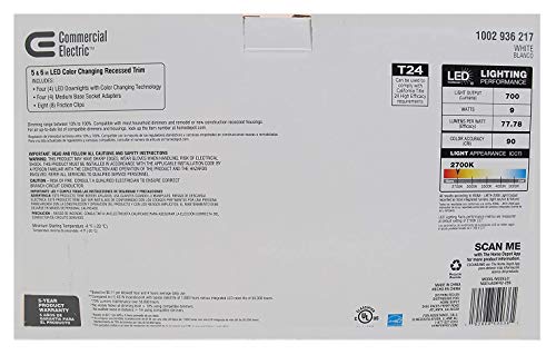 LED Recessed Downlight 5/6 Inch Color Changing Dimmable Ceiling Light - Energy Star