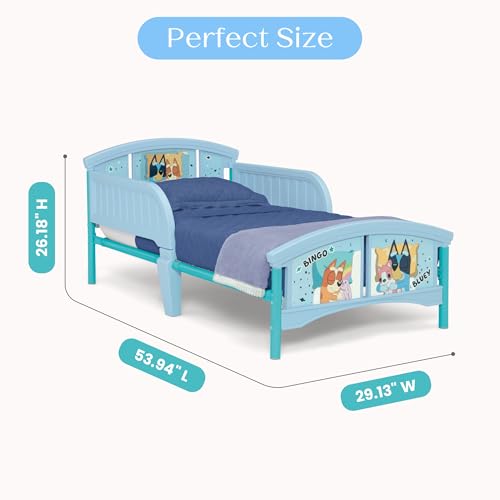 Bluey Delta Children Plastic Toddler Bed with Guardrails, Easy Transition
