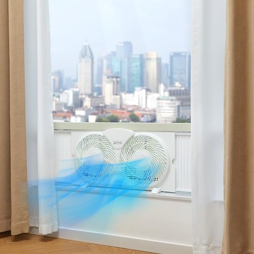 Twin Window Fan for Home Bedroom - 9 Inch Reversible Airflow & Exhaust - Basic Variation