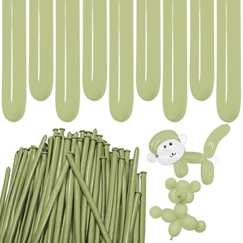 ZBYDNG Metallic Green Long Balloons Premium 260 Twisting Animals Magic Balloons for Birthday Kids Wedding Party Supply 100pcs