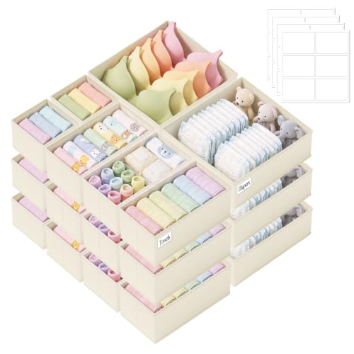 SIXDOVE Beige 21-Pack Drawer Organizer Storage for Clothes, Socks