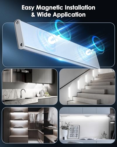 VerRon 10-inch Rechargeable Under Cabinet Lighting 5-Pack, 6500K Stepless Dimmable LED