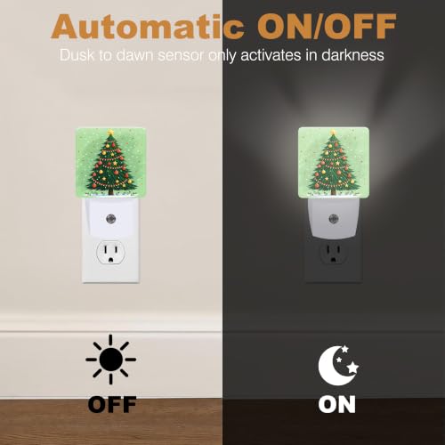BouitoCD Christmas Tree Night Light Plug-In with Dusk-to-Dawn Sensor, Warm LED 0.5W
