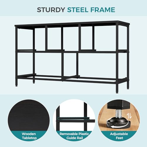 OLIXIS Black 5-Drawer Dresser for Bedroom & Closet Storage, 11.9"D x 38.1"W x 20.9"H