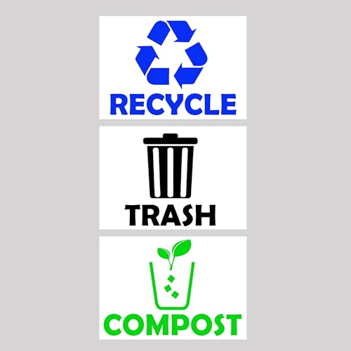 XTRAYXRAY Recycle, Trash & Compost Stickers Set of 3 10x7 inch Vinyl Decals