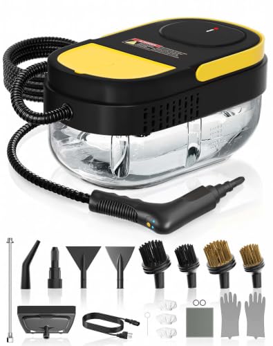 Gautye Handheld Steam Cleaner with 3 Adjustable Levels & 15 Accessories - Dark Black