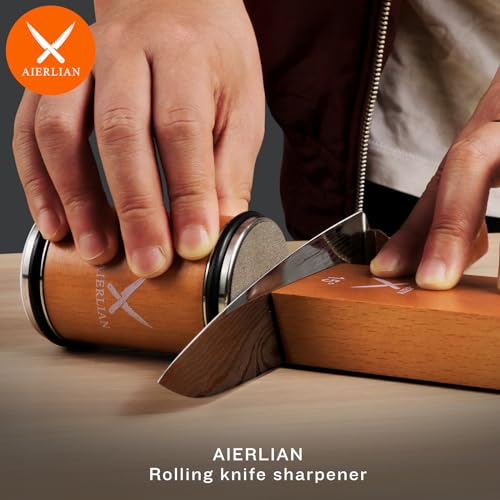 Kitchen Knife Sharpener with Diamond & Ceramic Discs, Multi-Angle Guide