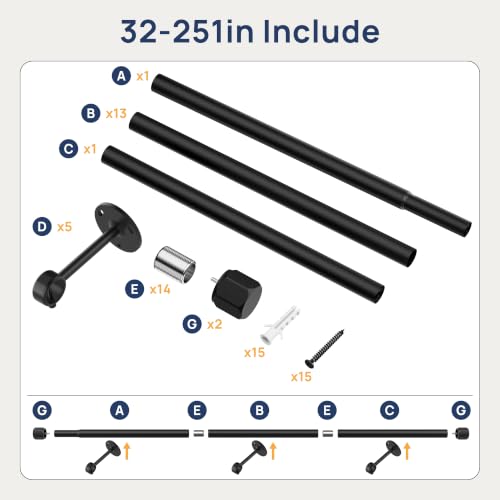 ENJOYBASICS 32-240" Heavy Duty Curtain Rod for Outdoor, No Sagging, 1