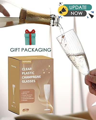 48 Pack 6 OZ Clear Disposable Plastic Champagne Flutes Reusable Wine & Cocktail Cups for Parties and Weddings
