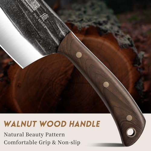 HOSHANHO 6-Inch Butcher Knife Set - Bone Cleaver & Viking Knife, 3-Piece
