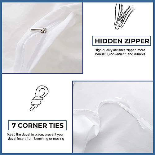 King Size Duvet Cover Set - 1000 Thread Count White Egyptian Cotton - Solid, Easy Care, 3-Piece Variation 01