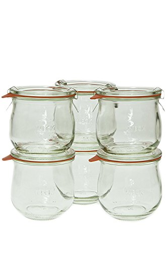 Set of 6 0.36L Glass Canning Jars with Lids & Gaskets - Reusable Food Storage