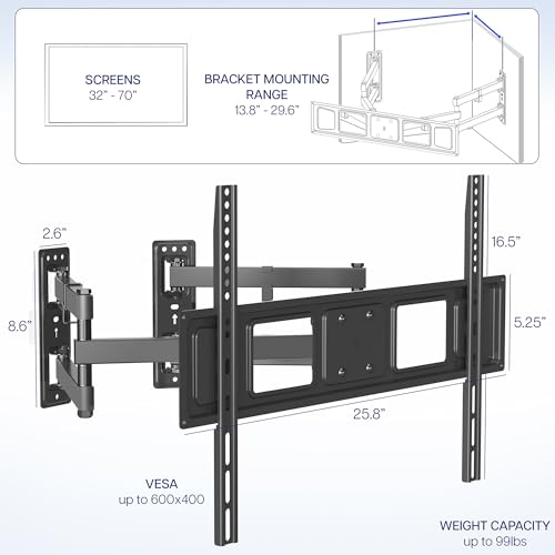 VIVO Corner TV Wall Mount for 37-70 inch Flat & Curved Screens - Model MOUNT-CR70C