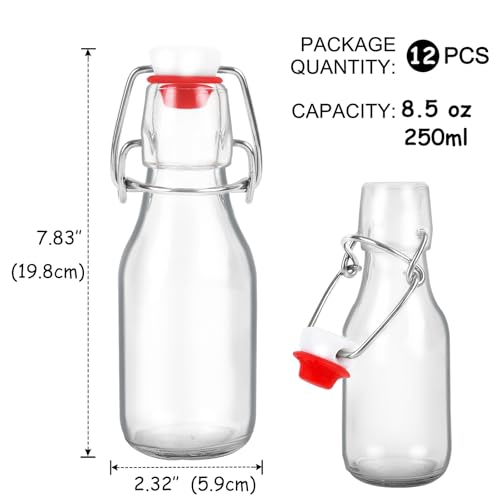 ZEBEIYU 12 Pack 4 oz Swing Top Glass Bottles,Flip Top Glass bottles with airtight Caps for Home Brewing Beer,Kombucha,2nd Fermentation,Kefir,Beverages,Soda,Oils,Vinegar,Limoncello,Vanilla extract