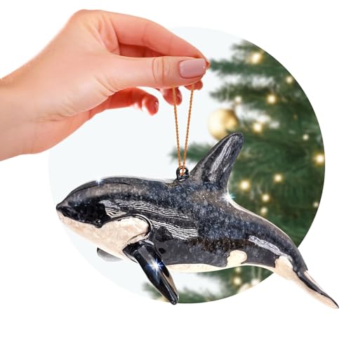 Rengöra Orca Killer Whale Christmas Ornament Hand-Painted Coastal Marine Animal
