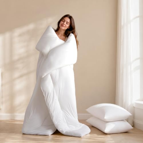 King Size Cloud-Like Fluffy Comforter Set - Solid White, 3 Pieces