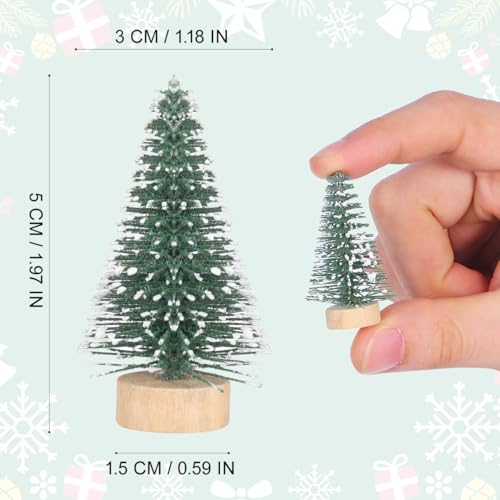 Mini Artificial Christmas Trees with Snow Frost - 10 Pack, Home Decor, DIY Holiday Ornaments