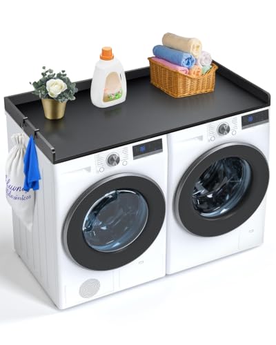 Black Countertop for Washer Dryer with Splicing Panels - 54x27in Water-Resistant Laundry Topper
