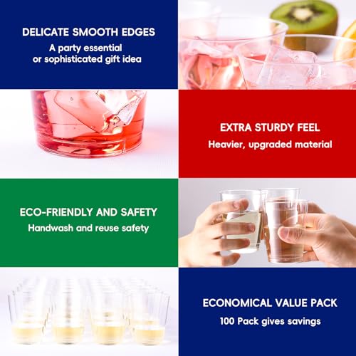 Disposable Clear Plastic Cups 16 oz - 100 Pack, Party Drinking Cups
