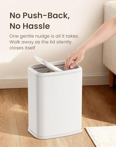 Cesun White Small Bathroom Trash Can with Swing Lid, 2.1 Gallons