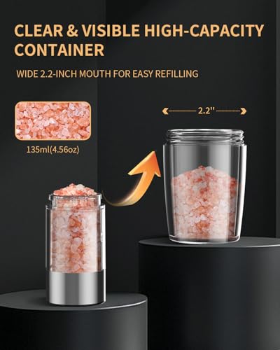 CIRCLE JOY Black Charging Base Electric Salt & Pepper Grinder Set - Auto & Adjustable Coarseness