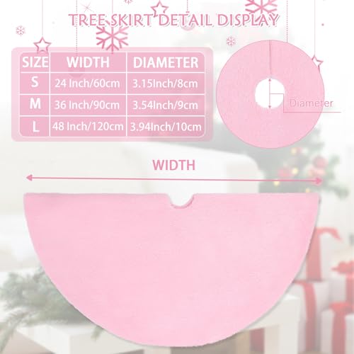 Pink Faux Fur Christmas Tree Skirt 48 Inch Large Holiday Decor - B-COOL