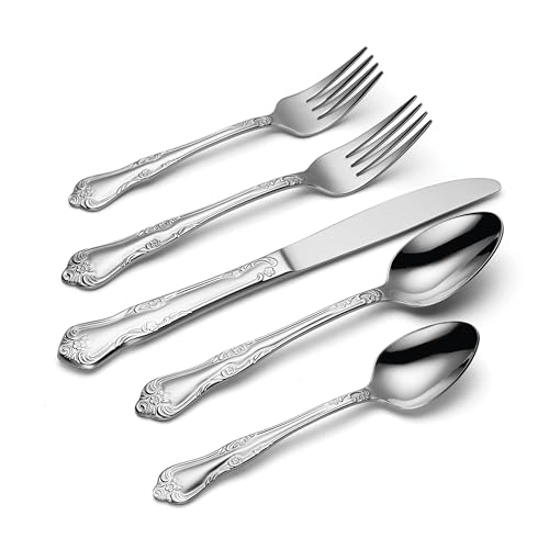 Oneida Azalea 20-Piece Flatware Set for 4 - Floral Fiddle Back Design