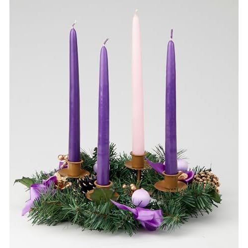 Christmas Advent Candle Set (Set of 4) - Made in The U.S.A. - 10 Inch Wax Taper Candles - 3 Purples Candles & 1 Pink Candle