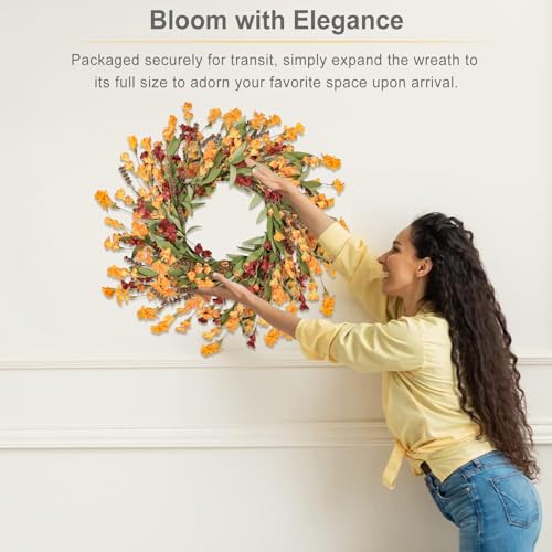 Artgar Fall Wreath 24 Inch - Red, Orange, Yellow Front Door Decor